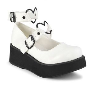 Demonia White Sprite Platform Mary Janes. Brand new in box.